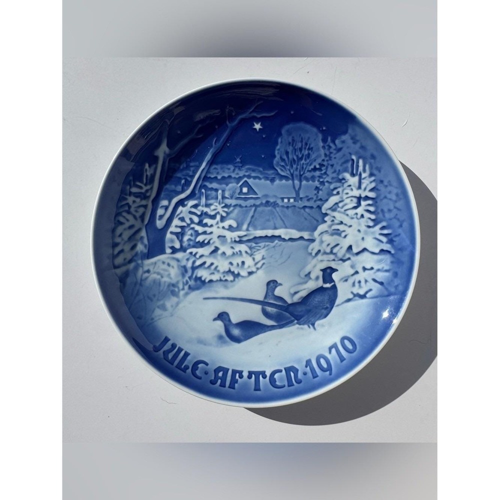 VTG 1970 Landsbyjule Plate Copenhagen Porcelain Pheasants Snow Christmas Yule